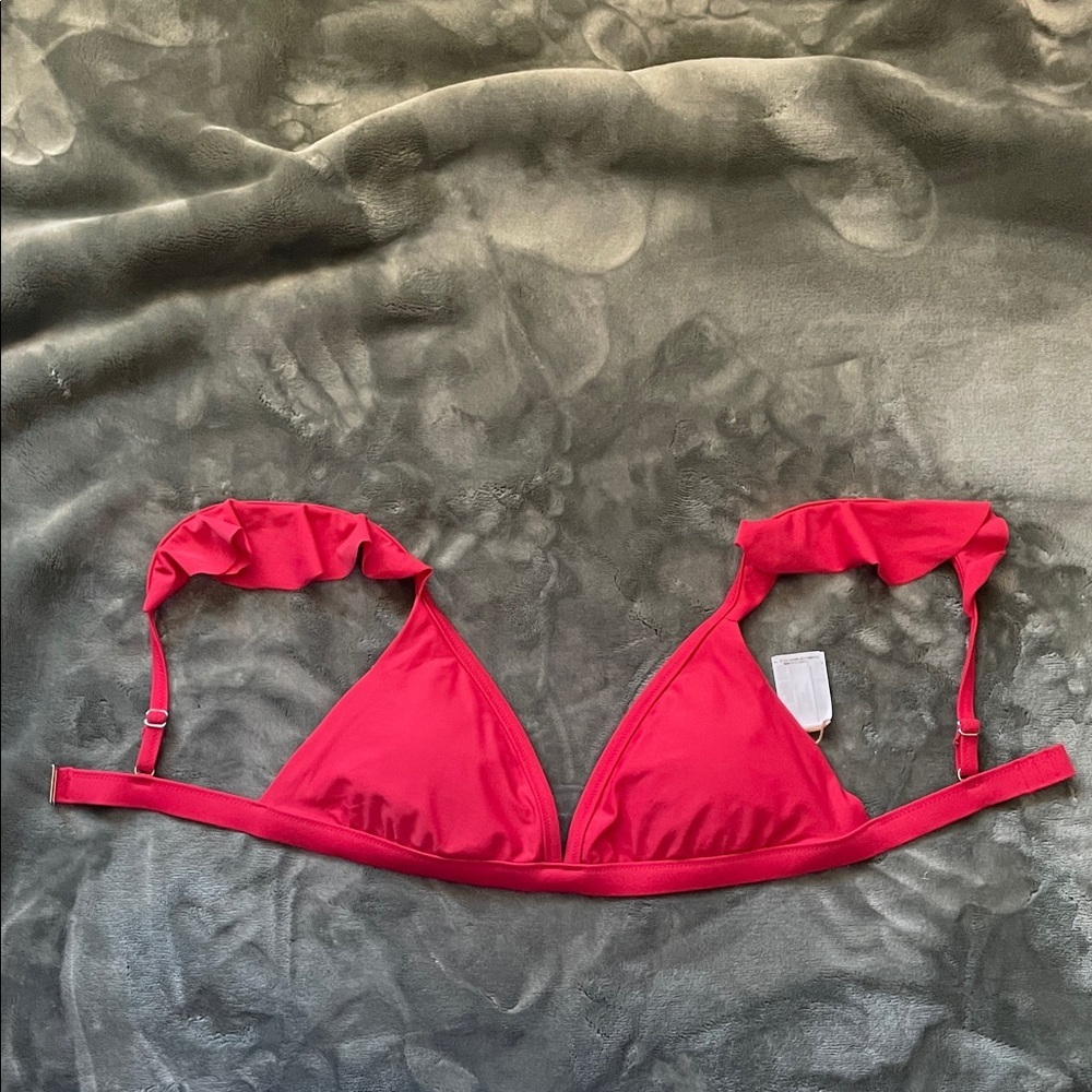 J. Crew Red Ruffle Bikini Top - Picture 2 of 7